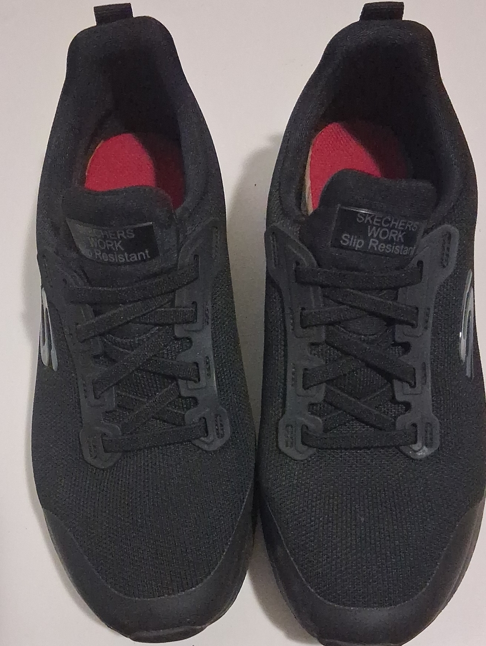 Skechers Women's Black Slip-Resistant Work Sneakers with Red Insole